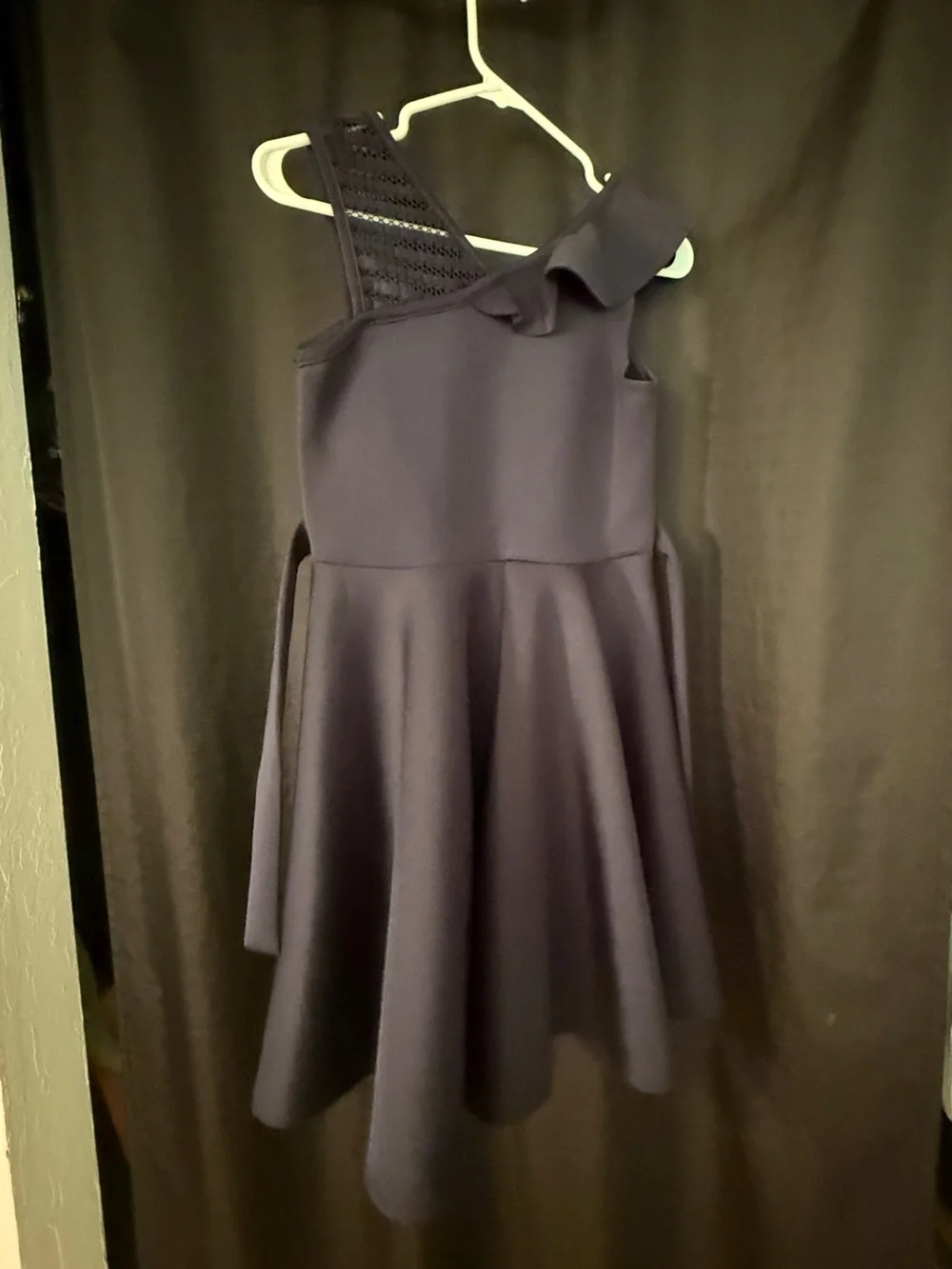 iris & ivy Navy One-Shoulder Ruffle Skater Dress for Girls
